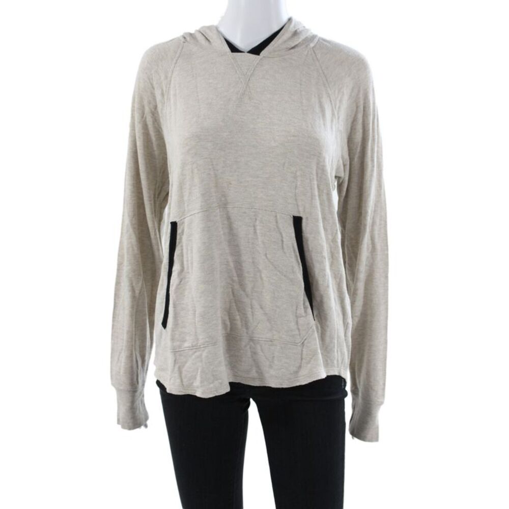 Splits 59 Womens Pullover Hoodie Beige Crew Neck Long Sleeve Size M